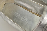 Silver Laminated Goatskin Leather CC Espadrille Flats