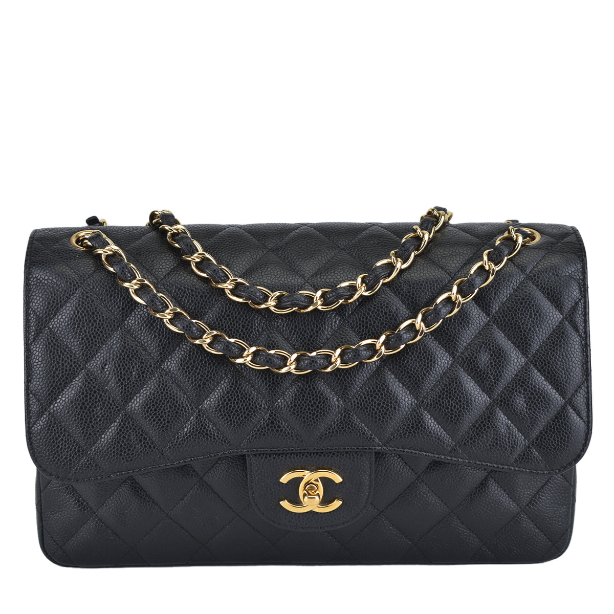Chanel Small Melody black grained calfskin gold hardware