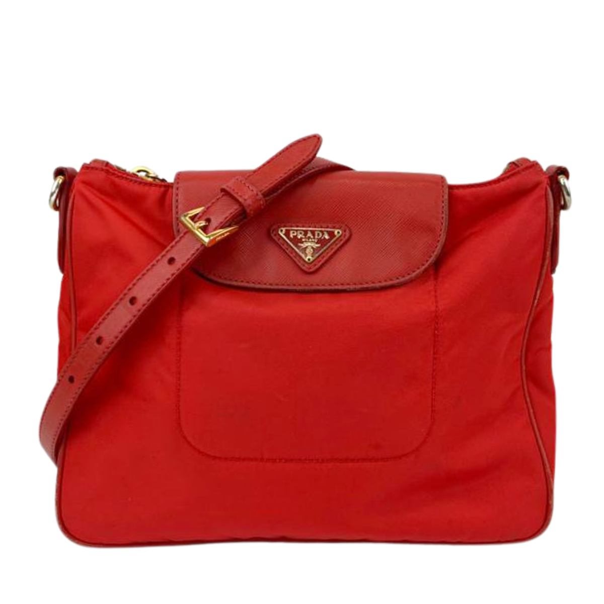 BT0933 Rosso Tessuto Nylon and Saffiano Leather Small Crossbody