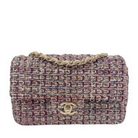 Multicolor Tweed Mini Rectangular Classic Flap Shoulder Bag LGHW