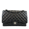 Maxi Classic Double Flap in Black Lambskin SHW