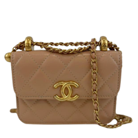 Perfect Fit Beige Coin Purse With Chain GHW