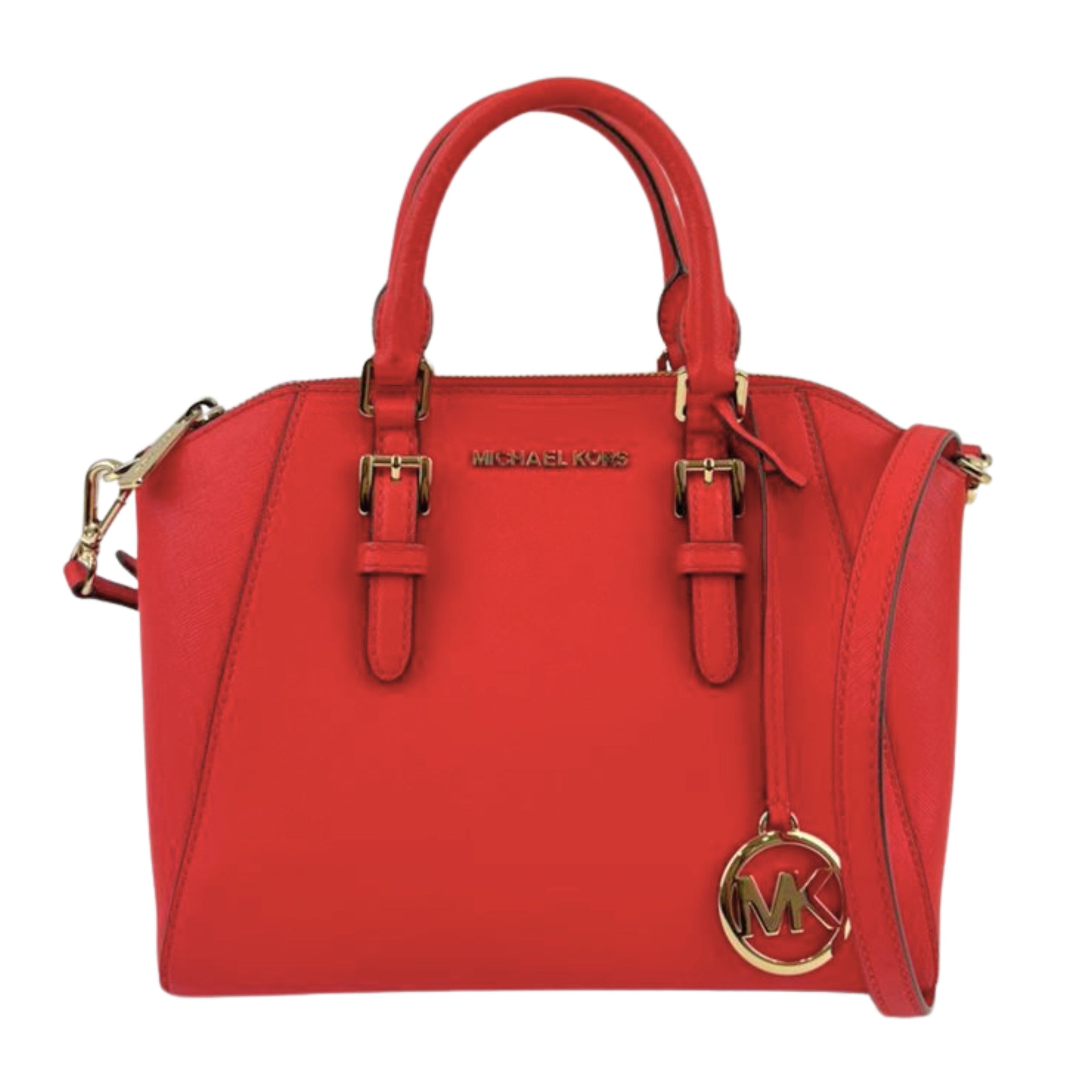 Red Saffiano Leather Satchel Bag