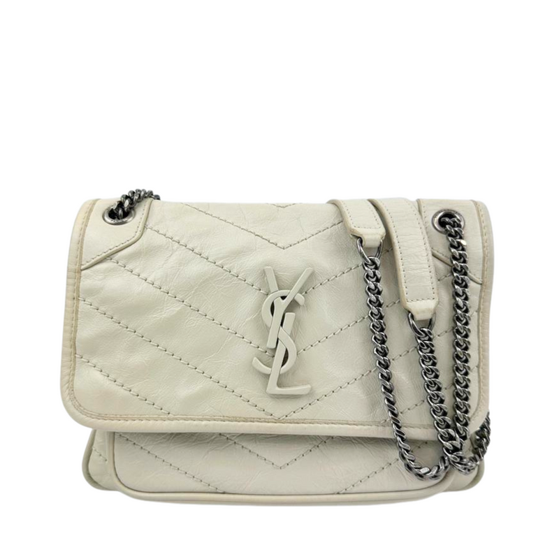 Baby Niki Bag White Crinkled Calfskin Leather