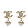 B17 Silver Chain Motif Faux Pearl Earrings