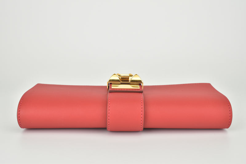 Red Medor 23 Clutch Bag in Red Box Leather