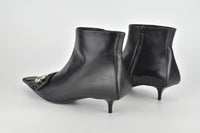 Fringe Knife Booties in Shiny Black and Silver