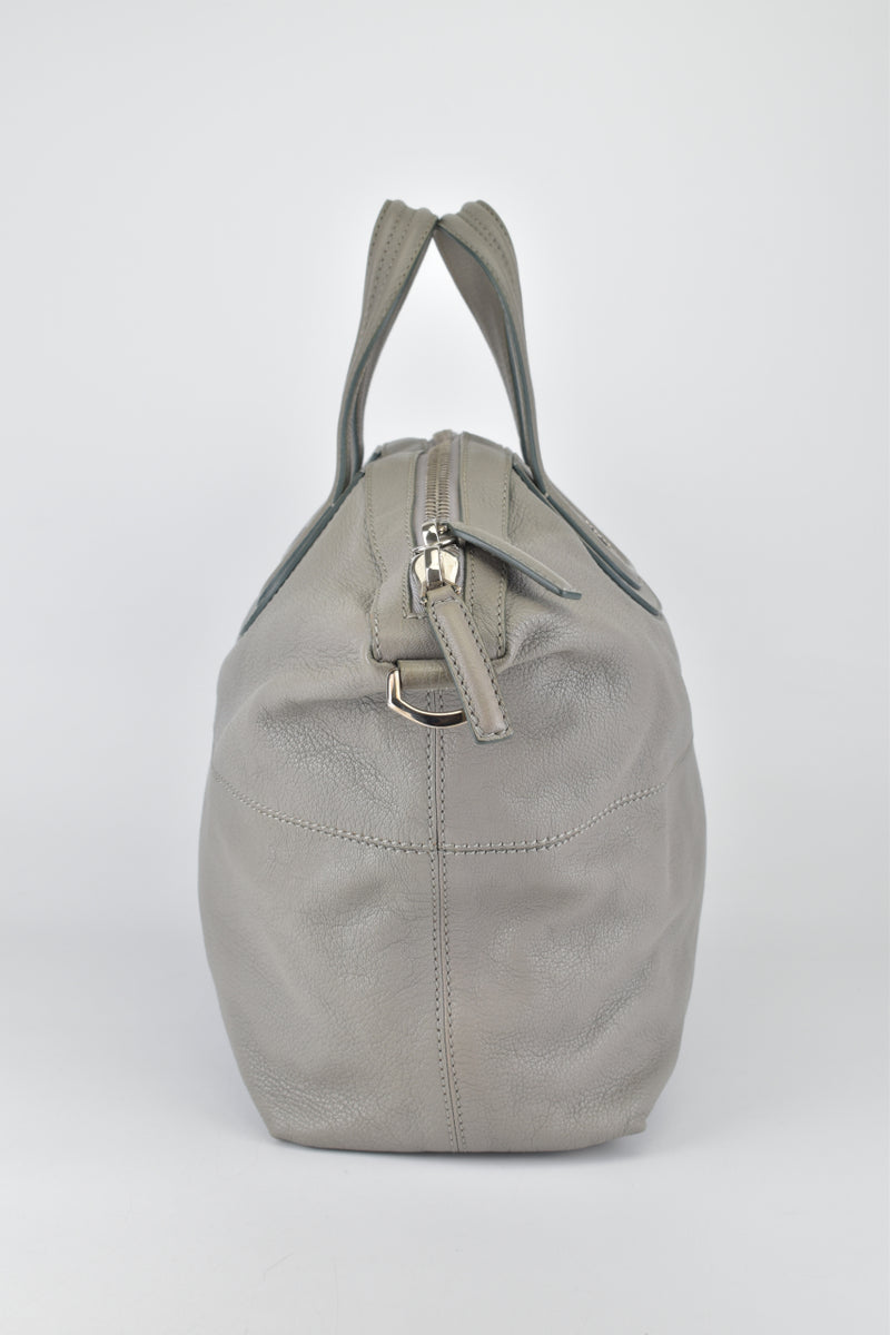 Elephant Grey Medium Nightingale Sugar Goatskin Leather Satchel Bag MA0144