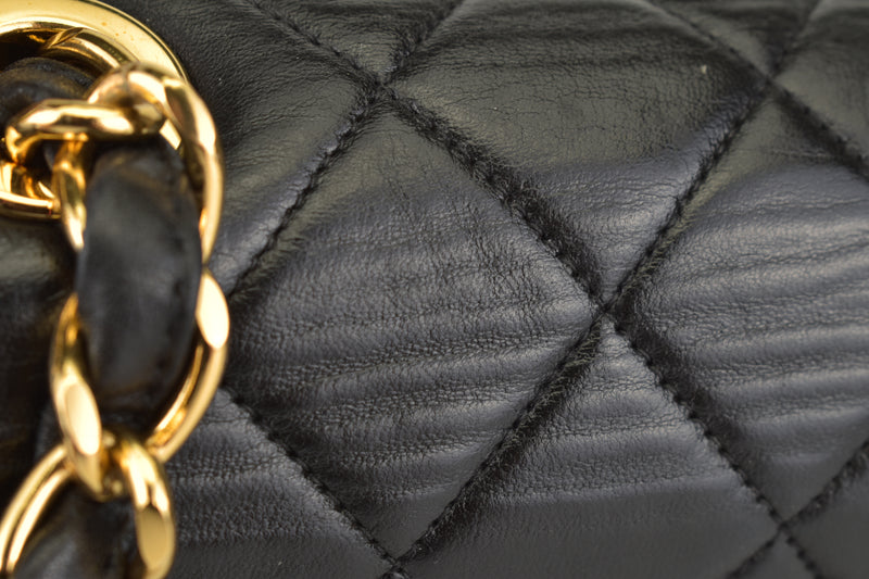Vintage Black Lambskin Jumbo Mademoiselle Flap Bag 24k GHW