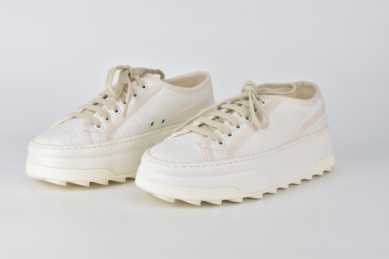 White GG Tennis Low Top Trainers