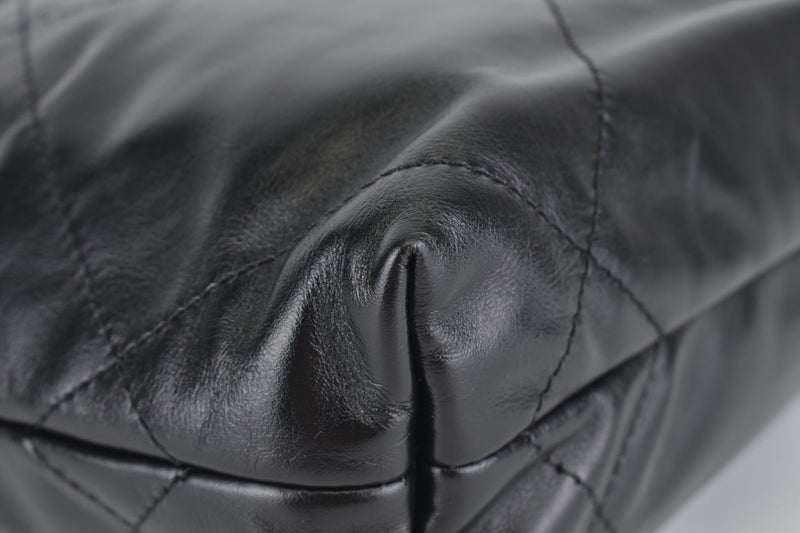 22 Mini in Black Shiny Calfskin Leather & Gold-Tone Metal