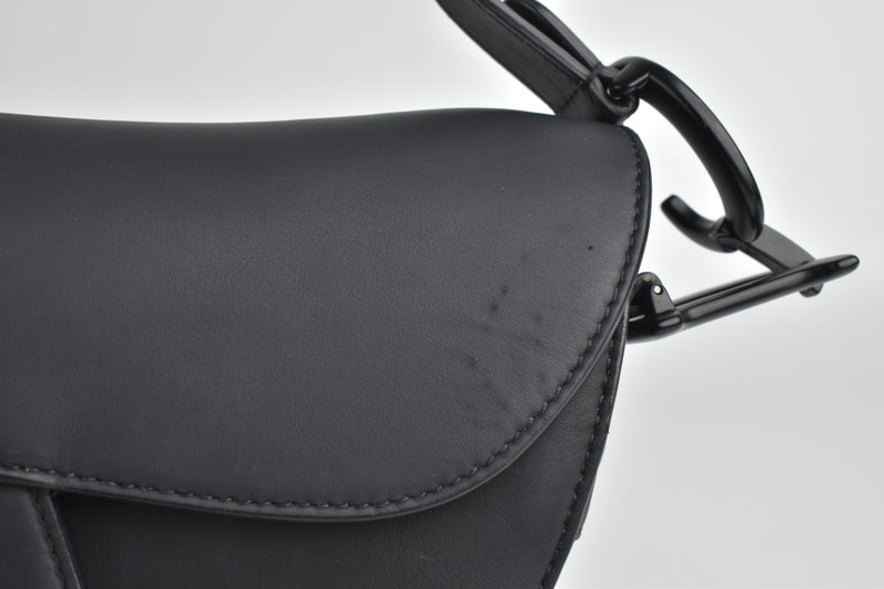 Medium So Black Matte Smooth Calfskin Saddle Bag (No strap)