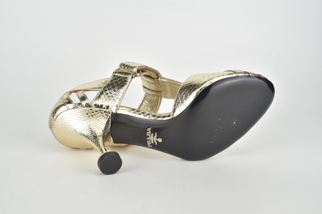 1X685G Pirite Calzature Donna Snake Print Kitten Heel Sandals