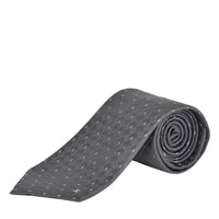 Silk Tie in Space Grey with White/Red Detail