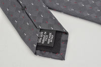 Silk Tie in Space Grey with White/Red Detail