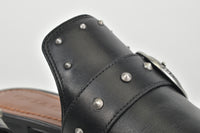 Black Leather Nikka Slides