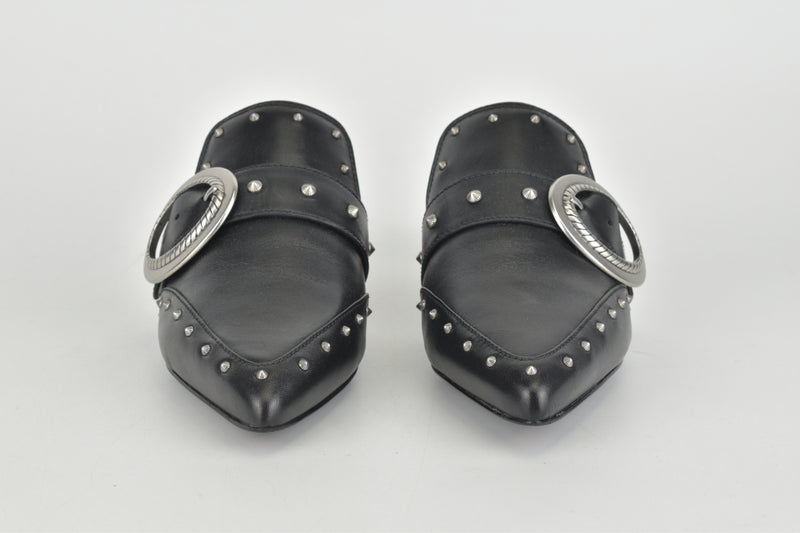 Black Leather Nikka Slides
