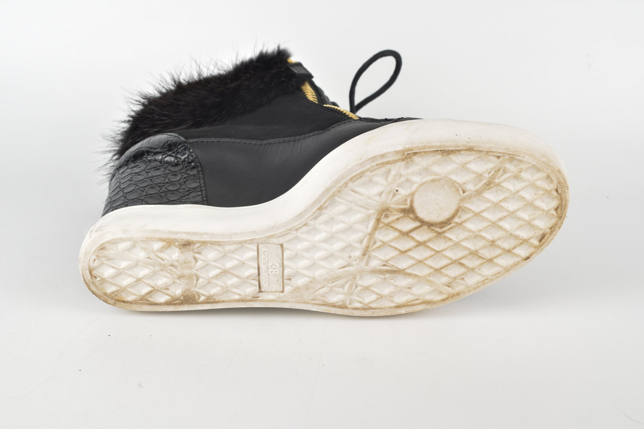 Lorenz 75 TR Donna Fur Embossed Croc Sneakers in Black