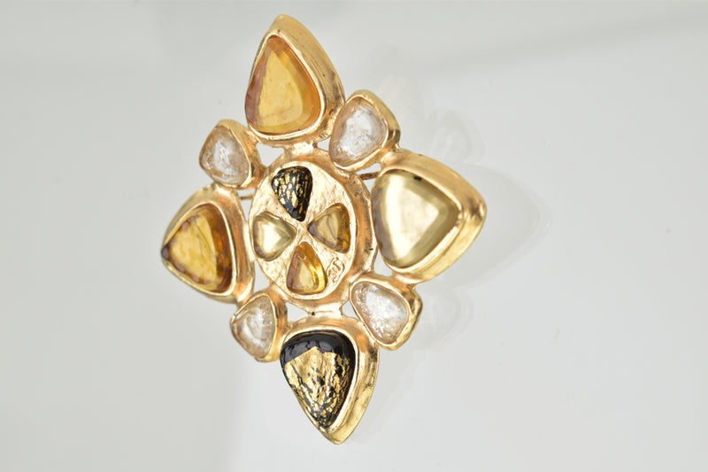 16A Antique Gold Jewel Gripoix Pin & Brooch
