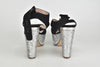 Black/Silver Glittery Ankle Strap Pumps