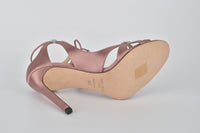Thassia 100 Satin Heels with Crystal Nuggets in Dark Pink