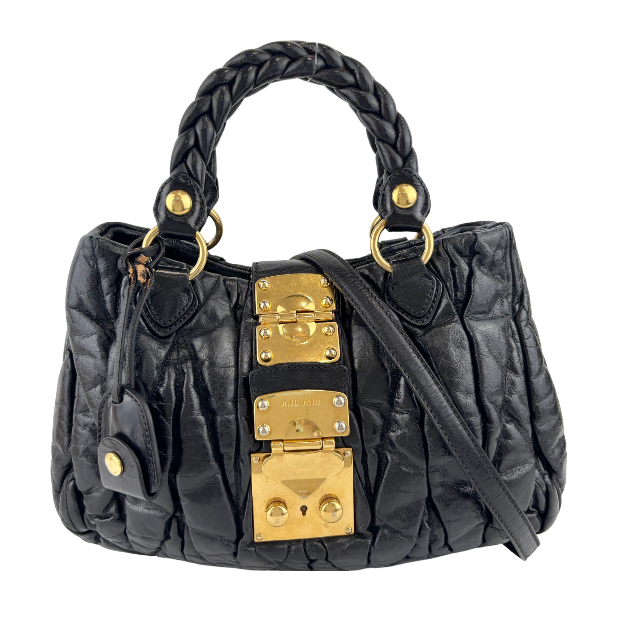 Matelasse Lux Bauletto Aperto Satchel in Black