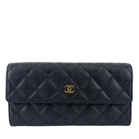 A50096 Flap Wallet Black Caviar Leather GHW