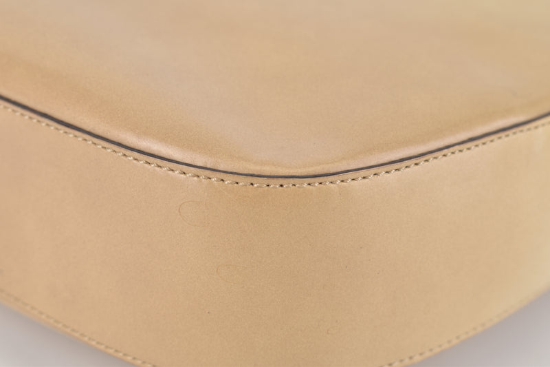Vintage Ombre Effect White-Brown Brushed Leather Shoulder Bag