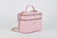 AP2917 Vanity Bag with Chain in Shiny Pink Lambskin LGHW