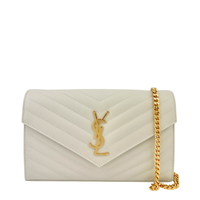 Classic Cassandre Grain De Poudre Leather Blanc Vintage Chain Wallet