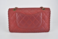Happy Stitch Flap in Red Quilted Iridescent Calf Leather Medium GHW