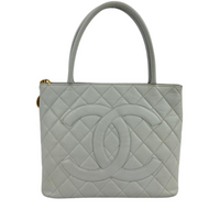 CC Medallion Tote Bag Light Blue Caviar GHW
