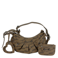 Le Cagole Extra Small Monogram Coated Canvas Shoulder Bag in Brown