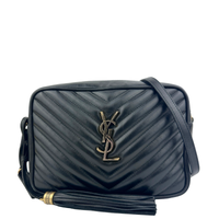 Lou Camera Bag in Quilted Black Leather GHW