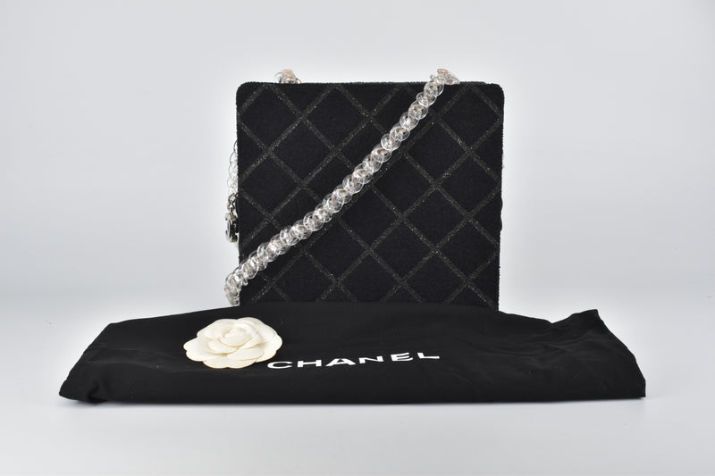 Koleksi 2017 Black Tweed Clear Lucite Bag