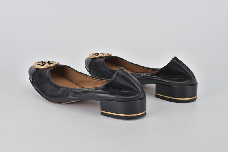 73278 Perfect Black/Perfect Black Minnie Cap Toe 25mm Ballet Nappa Leather/ Grossgrain/Patent Leather