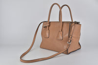 Naturale Glace Calf Leather Twin Pocket Tote in Tan