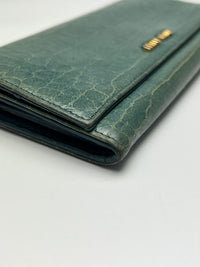 Blue Croc Print Patent Flap Continental Wallet