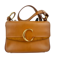 C Tan Calfskin Shoulder Bag