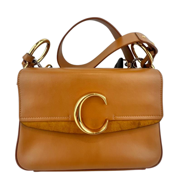 C Tan Calfskin Shoulder Bag