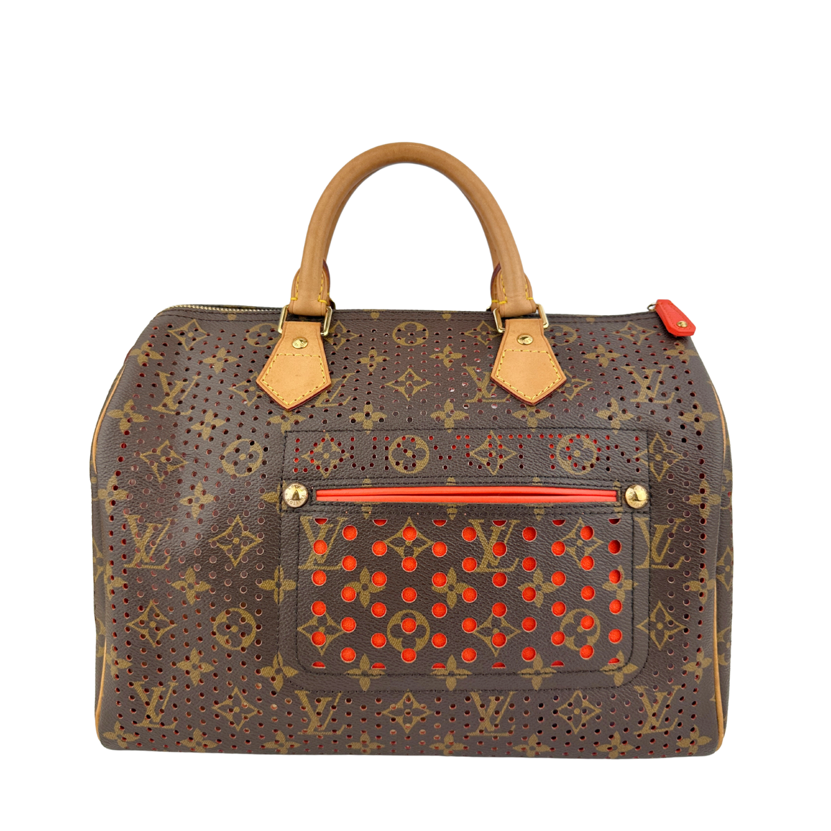 Louis Vuitton Speedy 30 perforated monogram orange limited edition handbag front view
