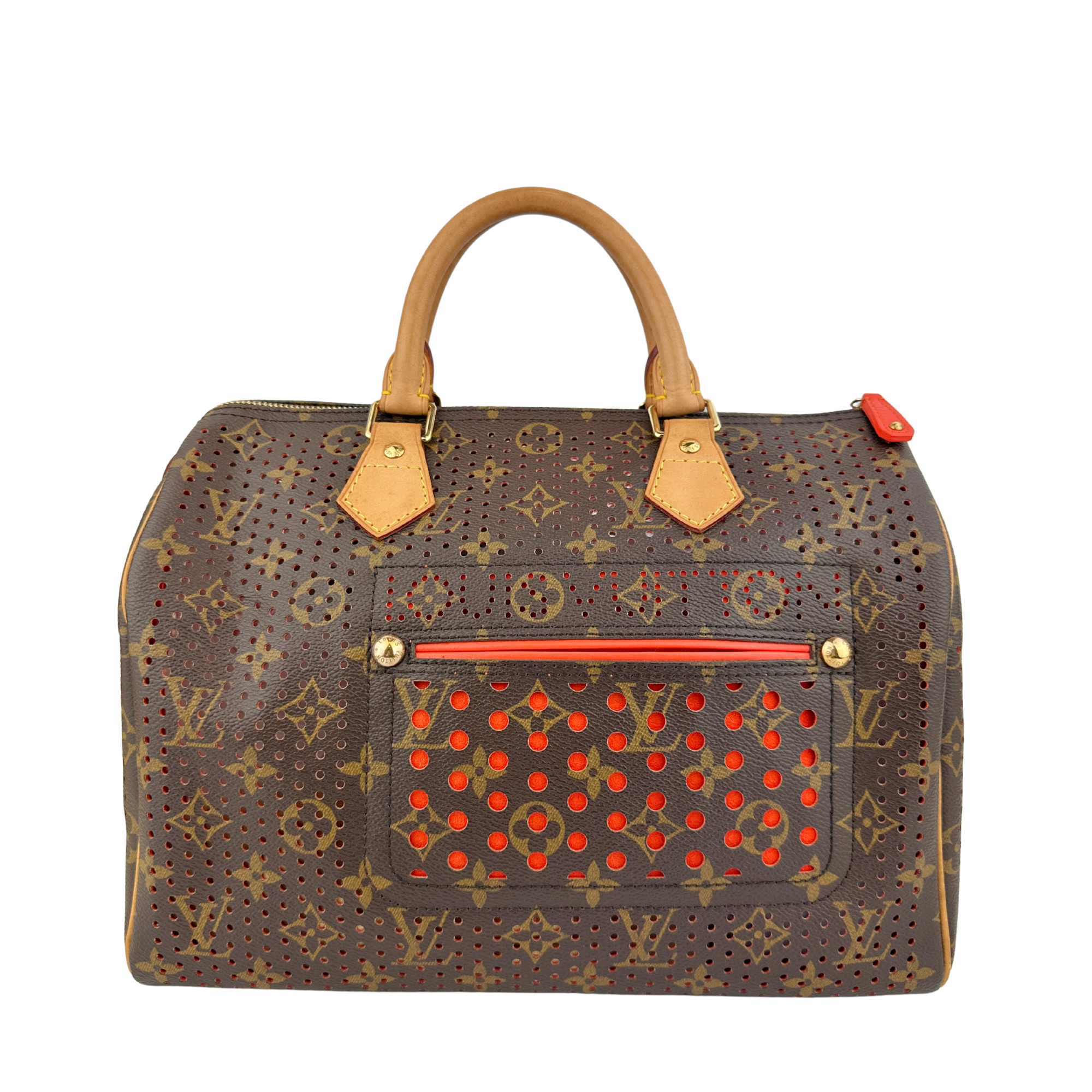 Louis Vuitton Speedy 30 perforated monogram orange limited edition handbag front view