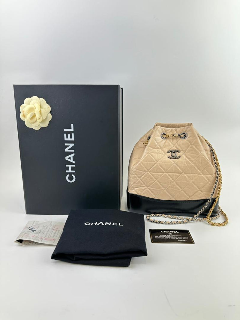 Gabrielle Backpack in Beige Black