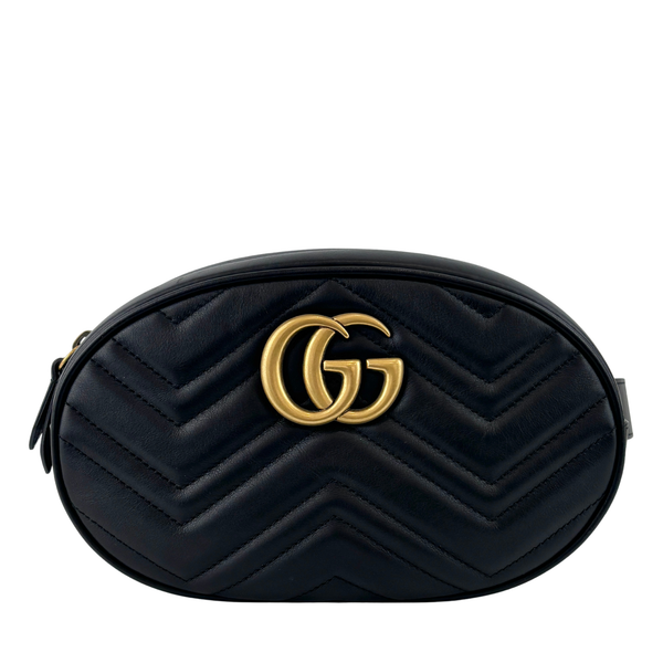 Black GG Marmont Matelasse Leather Large Belt Bag Size 75cm / 30”