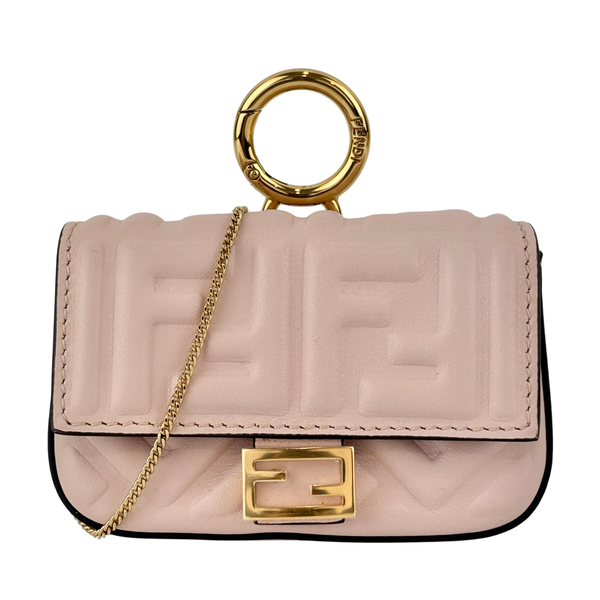 Nano Baguette Charm Nappa Matisse FF Embossed in Rosa Pink