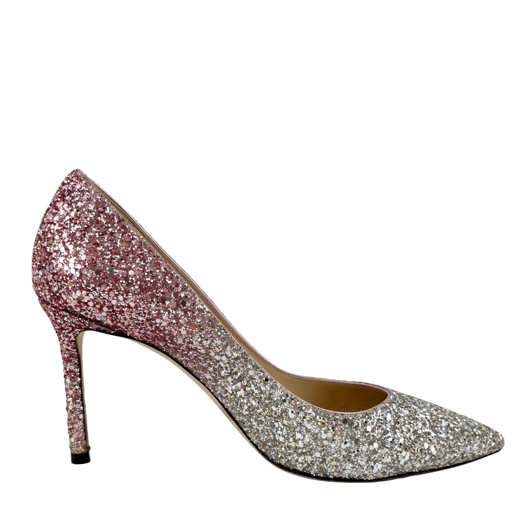 Romy 85 Glitter pumps in Platinum / Flamingo Pink Size 37