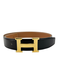 32mm H Gloss Gold Buckle + Black Box / Gold Epsom Leather Strap 70 cm