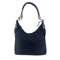GG Canvas Black Hobo Bag with Pig Skin Leather