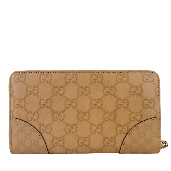 323397 GG Guccissima / Micro Guccissima Beige Leather Zip Around Long Wallet