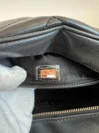 Vintage Black Lambskin Chevron Quilted Camera Case Bag